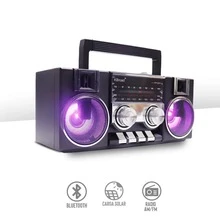 Radio FM/AM portátil con bocina Bluetooth de alta potencia 5W*2, sonido estéreo claro y potente, diseño compacto y resistente ideal para exteriores, incluye luz LED integrada para iluminación nocturna, panel solar para carga ecológica en cualquier lugar, batería recargable de larga duración, conectividad inalámbrica estable, perfecta para viajes, camping, emergencias y uso diario, multifuncional, moderna y práctica para disfrutar tu música favorita en todo momento y lugar sin interrupciones - Ver 3