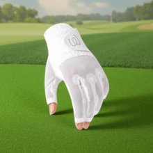 Women's Golf Gloves, Fingerless, Anti-Slip & Durable - White - View 12
