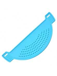 1pc Durable Plastic Kitchen Clip-On Colander - Bright Blue, Easy Drain Vegetable Basket With Fine Mesh, Suitable For Home Cooking And Baking, Pot Edge Vegetable Draining, Home Drainage Isolation, Available In Red, Yellow, Blue - Multicolor - View 13