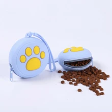 Cute Paw Print Silicone Pet Training Bag, Portable Dog Treat Pouch, One-Handed Grab Small Dog Training Reward Bag With Adorable Paw Design, Lightweight Waterproof Durable Easy-Clean Round Pet Snack Bag, Suitable For Pet Food, Compact Size Fit For Outdoor Walking Hiking Jogging Obedience Training, Soft Flexible Silicone Material, Fashionable Paw Print Pet Training Accessory, Daily Pet Essential - Multicolor - View 14