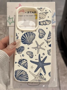 1 pieza Funda de teléfono suave de TPU con diseño de concha de mar blanca, diseño minimalista, compatible con Apple 17, 16, 15, 14, 13, 12, 11 Pro Max, Air y Series - Multicolor - Ver 1