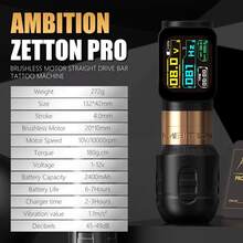 Ambition 1PC Zetton Pro Straight Rod Stroke 3.5+4.0mm Wireless Tattoo Machine Battery Pen 2400mAh 1-12V Professional Brushless Motor - Multicolor - View 3