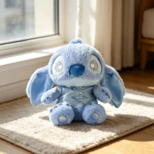 Miniso Disney Lilo & Stitch Series New Chinese-Style Dreamy Cross Dressing Sitting Plush Toy Soft Cute Cartoon Stitch Stuffed Doll Animal Sleeping Pillow Home Decor Christmas Birthday Gift - Blue - View 8
