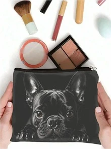 1个可爱法斗犬印花化妆包，便携式拉链化妆袋，旅行洗漱用品收纳整理包，送给爱狗人士的完美礼物 - 彩色 - 查看 8