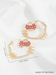 1 pieza Pendientes cristalinos huecos súper brillantes de Hello Kitty de Sanrio, dulces y de moda, de alta gama y elegantes - Rosa - Ver 3