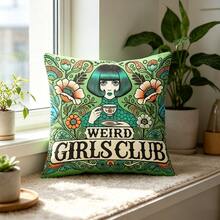 1PC Monster Girl Club, Holiday Themed Cushion Cover With Hidden Zipper, Suitable For Sofas, Living Rooms, Offices, Home Decor - Machine Washable (Double-Sided Printing, Without Pillow Core) - Multicolor - View 1