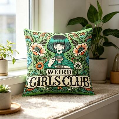1PC Monster Girl Club, Holiday Themed Cushion Cover With Hidden Zipper, Suitable For Sofas, Living Rooms, Offices, Home Decor - Machine Washable (Double-Sided Printing, Without Pillow Core)