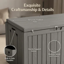 Black Waterproof Resin Outdoor Storage Deck Box With Secure Lockable Design, All-Weather Patio Organizer For Garden Tools & Outdoor Furniture Essentials - C - View 5
