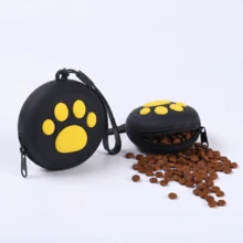 Cute Paw Print Silicone Pet Training Bag, Portable Dog Treat Pouch, One-Handed Grab Small Dog Training Reward Bag With Adorable Paw Design, Lightweight Waterproof Durable Easy-Clean Round Pet Snack Bag, Suitable For Pet Food, Compact Size Fit For Outdoor Walking Hiking Jogging Obedience Training, Soft Flexible Silicone Material, Fashionable Paw Print Pet Training Accessory, Daily Pet Essential - Multicolor - View 15