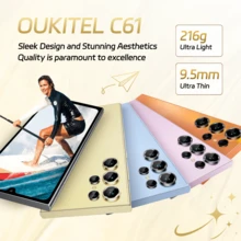 OUKITEL C61 安卓 15 智能手机，无合约，16GB+128GB/1TB 存储，6.88 英寸高清+ 90Hz 屏幕，5150mAh 电池，13MP+5MP 后置摄像头，4G 双卡双待，无锁/指纹识别/OTG/面部识别 - 金色 - 查看 7