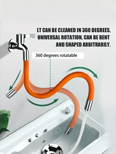 OBOVAY 360度旋转水龙头延长软管，多功能柔性延长软管，软橡胶材质，适用于厨房、浴室、花园、卫生间、阳台和水槽，通用水龙头适配器