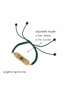 1pc Handmade Woven Arabic Style Bracelet, Hollow Rhinestone Inlaid, Drawstring Design Armband, Petite Vintage Design, Suitable For Moroccan Bride Wedding Party, Festival - Style 2 - View 8