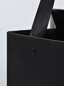 1pc Customizable Text Black Floral Paper Bag, Ins Style High-End Flower Gift Tote Bag - Black - View 4