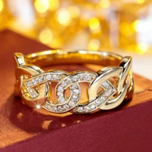 1pc French Luxury Chain Design Ring, Cuban Link High-End Finger Ring, Valentine's Day Gift For Girlfriend - Ring - View 4
