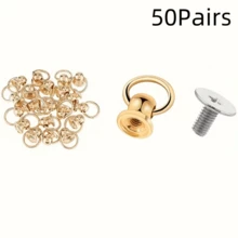 20/30/50Pairs Round Tip Rivets With Pull Ring, Phone Case Accessories Decorative Nails, Doll Hanging Rings, Leather Rivet Kit, DIY Accessories Screws And Rivets, Used For Leather Craft Wallets, Phone Cases, Handbags, Clothes, Etc. - Multicolor - View 19