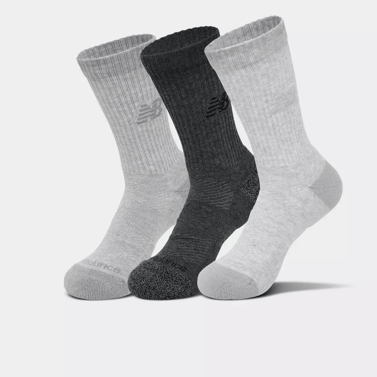 New Balance Active Lifestyle Striped Crew Socks (3-Pack) LAS35203-110 - Gray-black-gray - View 1