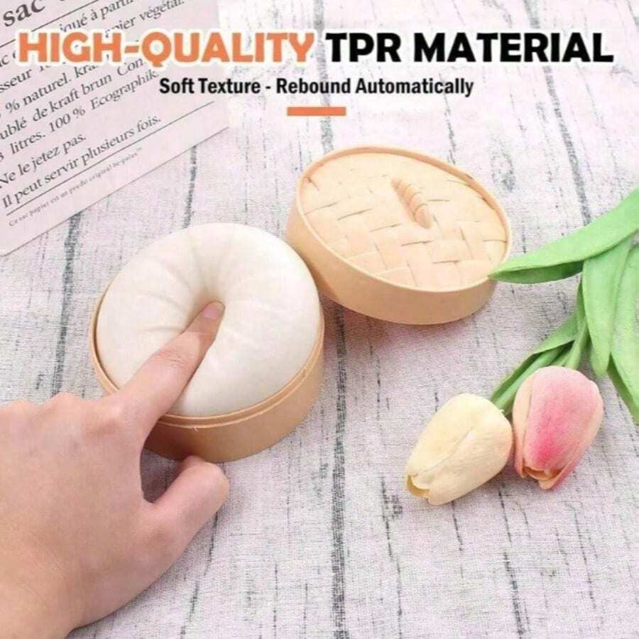 1pc Cute Dumpling Shaped Soft Stress Relief Toy - Tactile Sensory Toy, Suitable As Classroom Reward And Gift Bag Filler - Multicolor - View 1
