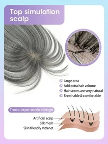 Women's Short Bob Hair Topper Piece, Suitable For Thin Hair, Side Part With Bangs, Covers Gray Hair, Straight Hair, Increases Hair Volume - Multicolor - View 7