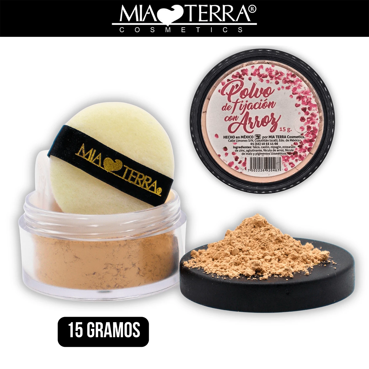 MIA TERRA COSMETICS - Polvo de fijación y control de brillo para el rostro, adicionado con fécula de arroz - NATURAL G - Ver 1