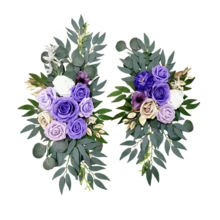 2pcs Luxury Artificial Rose Wreath Decor Set, Suitable For Wedding Arch Decoration, Holiday Party, Indoor & Outdoor Decor, Room Decoration, Sign & Banner Floral Decor - Multicolor - View 19