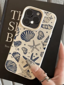 1 pieza Funda de teléfono suave de TPU con diseño de concha de mar blanca, diseño minimalista, compatible con Apple 17, 16, 15, 14, 13, 12, 11 Pro Max, Air y Series - Multicolor - Ver 3