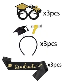 9/1pc Graduation Party Decoration Set, Including Sash, Headband And Glasses, Graduation Accessory Combination, Graduation Atmosphere Decoration Items, Graduation Photo Props, Party Decorations, Graduation Party Supplies, Farewell Party Raffle Gifts, Suitable For School Graduation Ceremonies, Activities, Photography Props, Parties, Male And Female Events,Birthday,Accessories - Multicolor - View 12