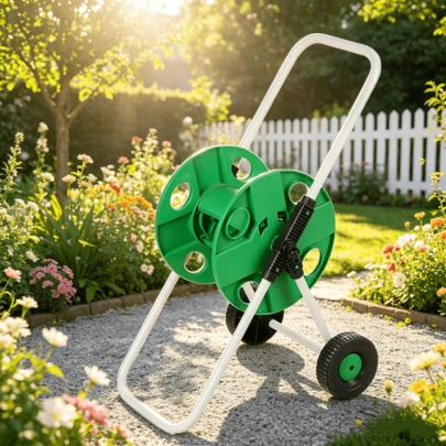 Portable Hose Reel Standing Garden Water Pipe Rust Proof Water Pipe Storage Rack Hose Reels, Empty Hose Reel Carry Up To 46/50m Garden Hose, Portable Free Standing Hose Pipe Reel Cart With 2 Wheels, Green
