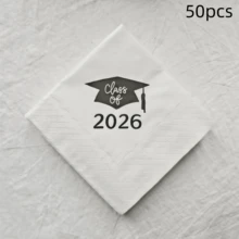 50pcs/Pack Minimalist Graduation Theme Printed Tissue Paper, Thick And Absorbent Material, Disposable Decorative Tissue Paper Suitable For 2026 Graduation Party Tabletop Decor, Class Reunion Graduation Celebration - Multicolor - View 7