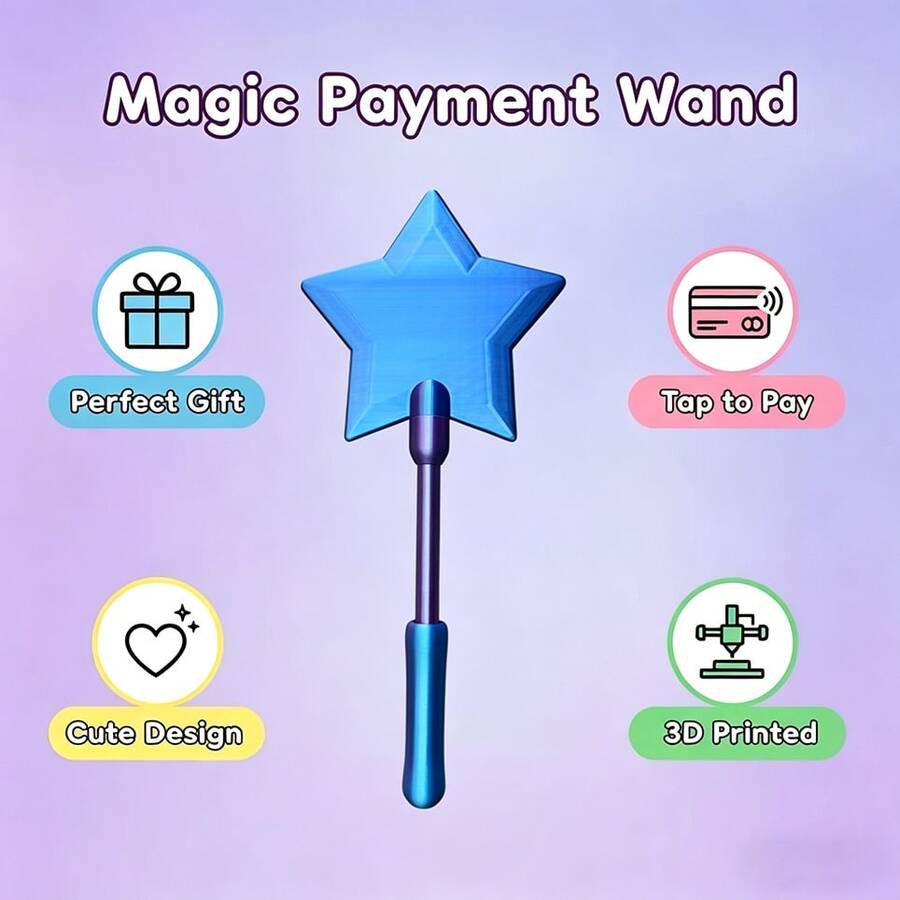 1支全新3D打印魔法棒，便携式星空魔法棒，支持非接触式支付，适用于多种银行卡支付，是节日和生日的完美礼物。