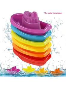 6pcs/Set Kids Swimming Pool Bath Stacking Boat Toys, Summer Water Game Stacking Toys, Outdoor Beach Water Toys, Children's Gift (Random Boat Color), Swimming Pool Toys, Kids Toys, Water Toys, Water Table Toys, Bath Tub Boat Toys, Beach Toys - Multicolor - View 8