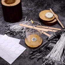 Bộ 100 bấc nến (10 inch), bao gồm 100 bấc nến, 100 miếng dán bấc và 10 giá đỡ bấc bằng gỗ, thích hợp cho sáp đậu nành, sáp ong, sáp dừa. - Bộ bấc - Xem 7