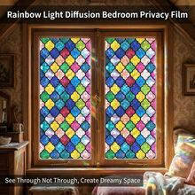 1 Roll Vintage Glass Window Privacy Film, Rainbow Holographic Window Privacy Sticker, Decorative UV Protection Static Cling Window Film, Suitable For Home Decor And Heat Insulation (17.7*118in) - Multicolor - View 17