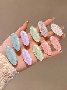 6件套可爱花朵发夹，甜美鳄鱼夹，少女风发饰，女士发饰 - 彩色 - 查看 7