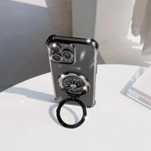Luxury Fashion Magnetic Spinning Ring Phone Case Drop-Resistant Anti-Drop Four Corner Phone Case Magnetic Bracket Integrated Phone Case Supports Wireless Charging Compatible With IPhone 17/6/7/8/X/XS/XR/11/12/13/14/15/16, Galaxy S26 S20-S25, A03-A07, A11-A17, A20-A73, Note 7/8/9/10/11/12/13/14, 9/10/12/13C/14C/15C A5(171.7), Honor Magic 5 6 7 8 Lite C53 C55 - Black - View 7