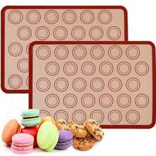 2片装硅胶烘焙垫，带圆形刻度，不粘烘焙垫，适用于马卡龙、饼干和面包 - 彩色 - 查看 13