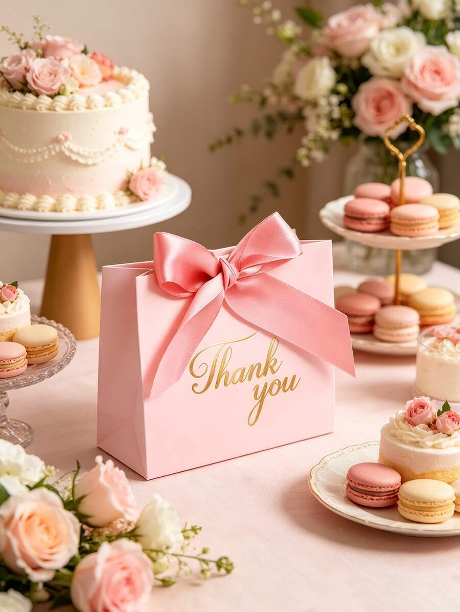 Túi quà cảm ơn thắt nơ (10/20 chiếc), hộp quà nhỏ màu trắng hồng, thích hợp cho tiệc cưới, sinh nhật, quà tặng đám cưới, tiệc tùng, lễ hội.