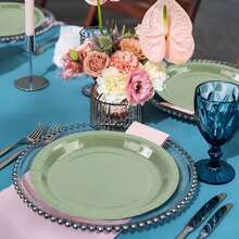 100/50/25/5 piezas Platos de papel gris verde Morandi, platos de postre para fiesta de cumpleaños, platos desechables para cena, platos para aperitivos, platos para frutas, platos de decoración para mesa de postres, accesorios de decoración para fiesta de sirenas, disponibles en 7 y 9 pulgadas, platos para ensalada, adecuados para pastel, ensalada, pizza, baguette, sushi, frutas, suministros de decoración de mesa - Multicolor - Ver 3