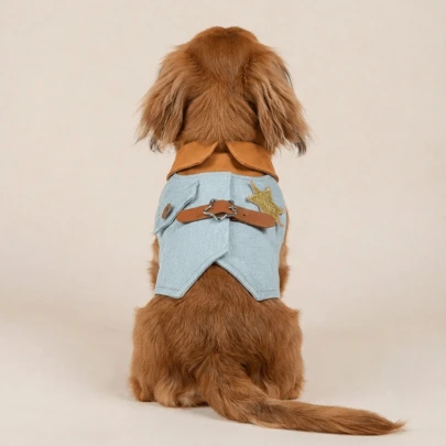 PETCIRCLE 1 bộ quần áo cho thú cưng, kiểu dáng Châu Âu & Mỹ, phù hợp cho chó nhỏ và chó con, áo khoác cảnh sát trưởng hình ngôi sao dễ thương và thoải mái.