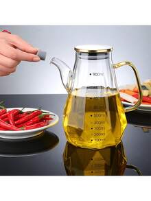 1pc Diamond Glass Seasoning Bottle, Oil Bottle, Non-Drip Kitchen Household Condiment Container With Stainless Steel Lid - Multicolor - View 7