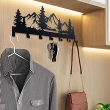 1PC Fashionable Metal Key Hook Rack - Easy Install Wall Mount Organizer For Keys, Coats, Towels, Hats, And Purses - Stylish Entryway And Bathroom Accessory - Decorative Storage Hanger - Black - View 3