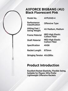 LI-NING AXFORCE BIGBANG Offensive Badminton Racket, 4U High Tension Durable Lightweight High-Resilience Training Single Racket AYPU049/AYPU051 - Black Fluorescent Powder - View 6