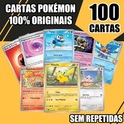  100 Cartas pokemon Sem Repetição 100% Originais com Cartas Brilhantes Garantidas