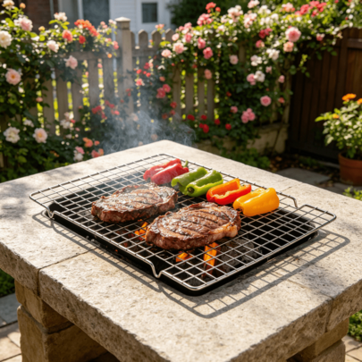 Stainless Steel 2-In-1 BBQ Rack & Cooling Rack 1/2 Packs, Wire Mesh Grid – Oven Multipurpose Baking Rack For Roasting Meat, Grilling Vegetables, Cooling Cookies, Dishwasher