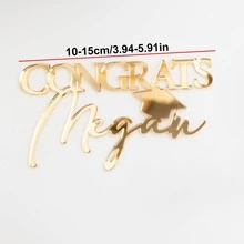 1pc "Congratulations" Acrylic Cake Topper, Graduation Cake Decor, Customizable Name, Graduation Cap Cake Decor, University Graduation Cake Decor, 2026 Cake, Birthday Party Cake Decor, Customizable, Personalized - F-graduation Name Cake Label - View 7