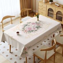 1pc Floral Print Tablecloth, Suitable For Indoor/Outdoor Party And Home Decor, Rectangular Dining Table Cover, Elegant Rectangular Tablecloth For Kitchen, Party And Picnic - Multicolor - View 11