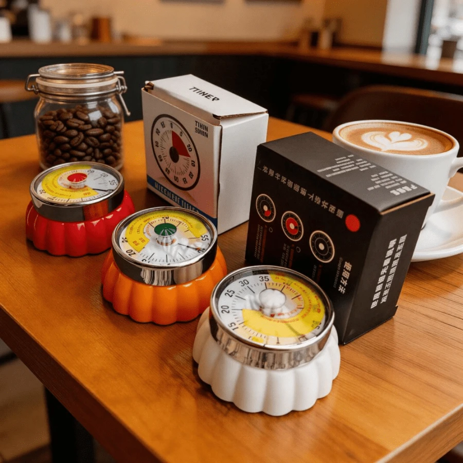 厨房计时器 - 带磁性机械小厨房工具计时器的可视倒计时烘焙提醒器 - 彩色 - 查看 1