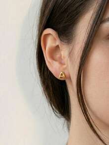 S925纯银26个字母耳钉，18K镀金低过敏性字母首饰，精致A-Z字母个性化耳环，女士礼盒装 - 金色 - 查看 1