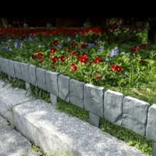 30pcs Plastic Imitation Stone Fence, Grey Stone Effect Lawn Edging, No-Dig ABS Plastic Garden Edging Stone-Look Border Edging For Flower Beds, Interlocking No Digging Faux Stone Landscape Edging With Anchoring Spikes, Easy To Install Weather-Resistant, Lawn Patio Decoration, Path & Lawn Borders, Garden Fence Borders & Flower Bed Frame - A - View 4