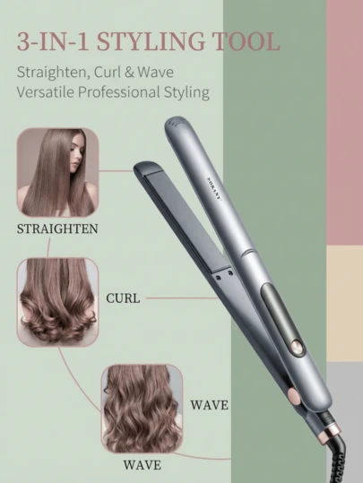  SOKANY1924 陶瓷直板夹，带液晶显示屏，可调节温度，三合一美发器，卷发器和吹风机