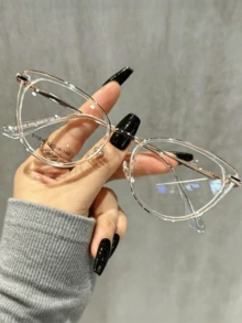 Kính mắt mèo màu xanh bạc hà phong cách Y2K, phụ kiện kính mắt trong suốt dành cho nữ, chủ đề Halloween. - Trong sáng - Xem 3